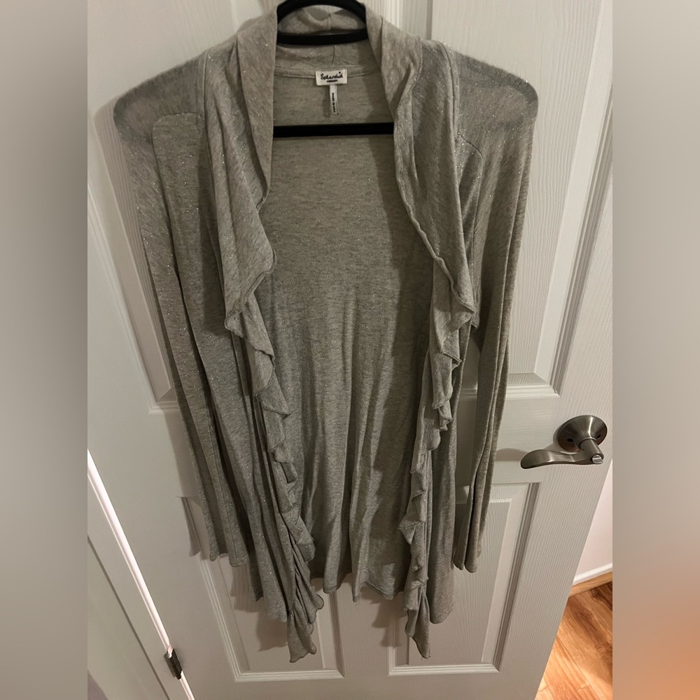 Splendid Open Front Waterfall Shimmer Cardigan
